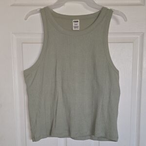 PINK Victoria's Secret Sleeveless Ribbed Crop Tank in Sage Green